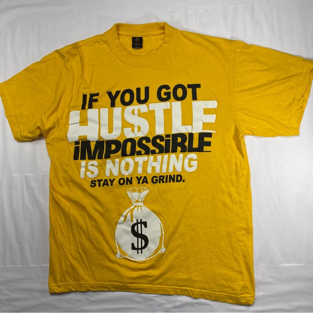 HUSTLE MONEY Men’s T-Shirt Yellow Large